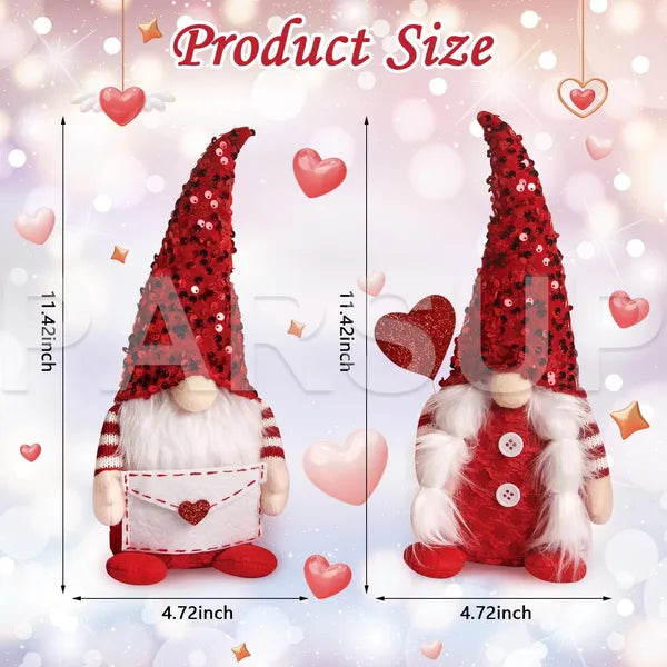 Handmade Plush Swedish Elf Gnomes with Heart Balloon - 2 Pcs