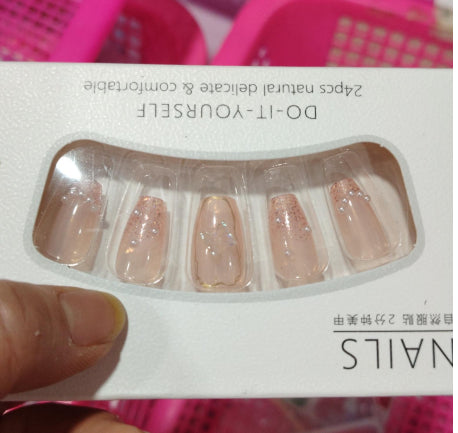 Detachable Fake Nail Stickers with Glue - Short Love & Cat's Paw Design