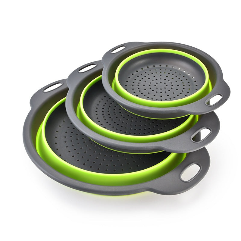 3-Piece Collapsible Drain Basket Set - Multi-Functional Plastic Storage