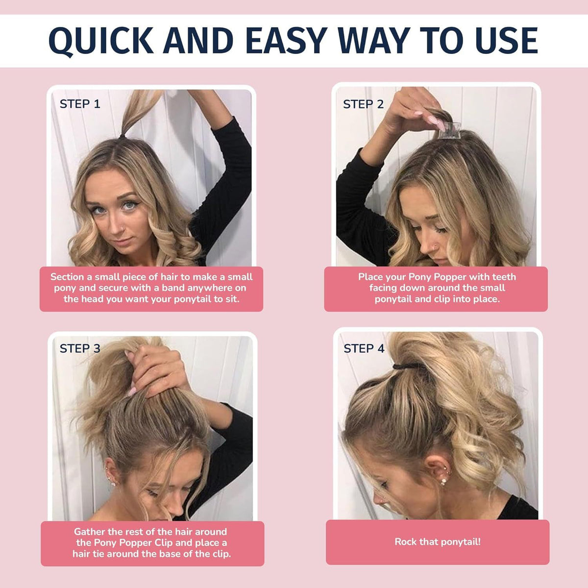 Thick Plastic Ponytail Hair Clip - Large & Small