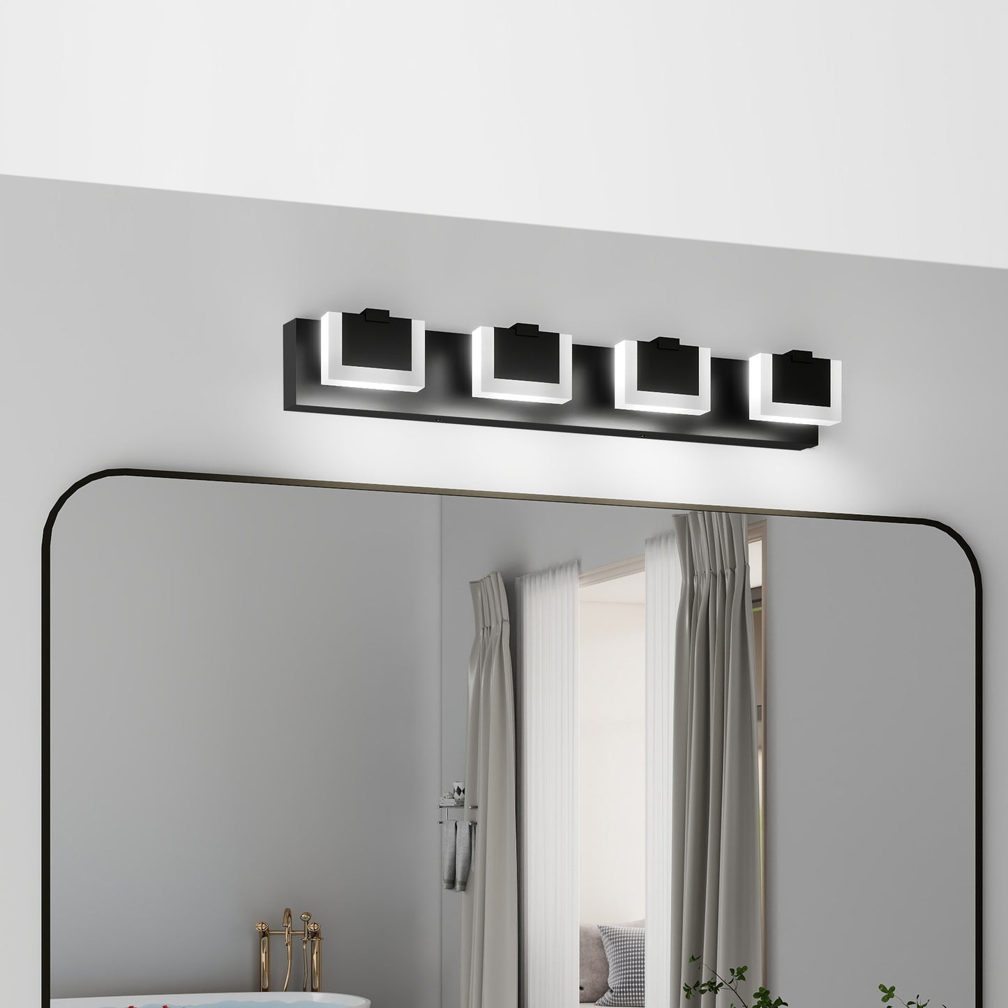 Modern Black LED Vanity Light Fixture - Up & Down Bathroom Lighting