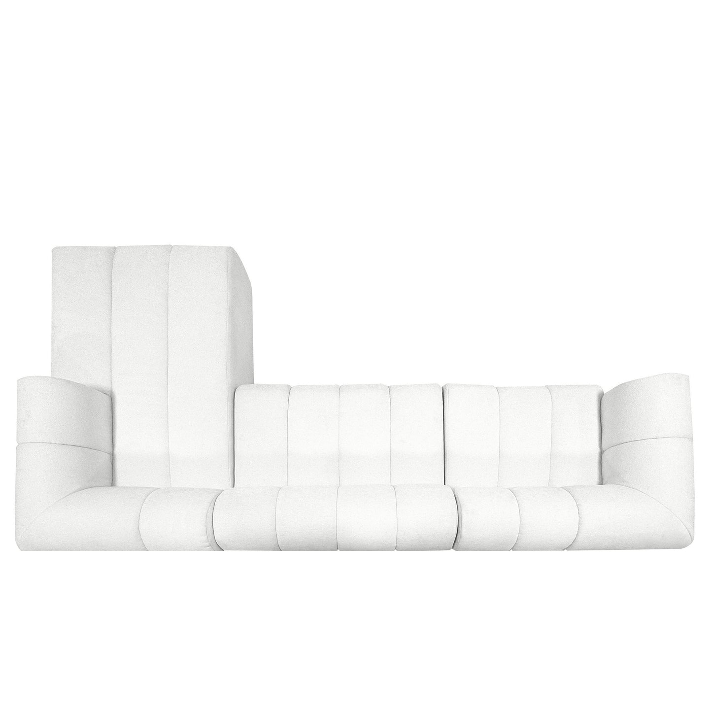 L-Shaped Sectional Sofa - 122" Beige Foam & Polyester Set