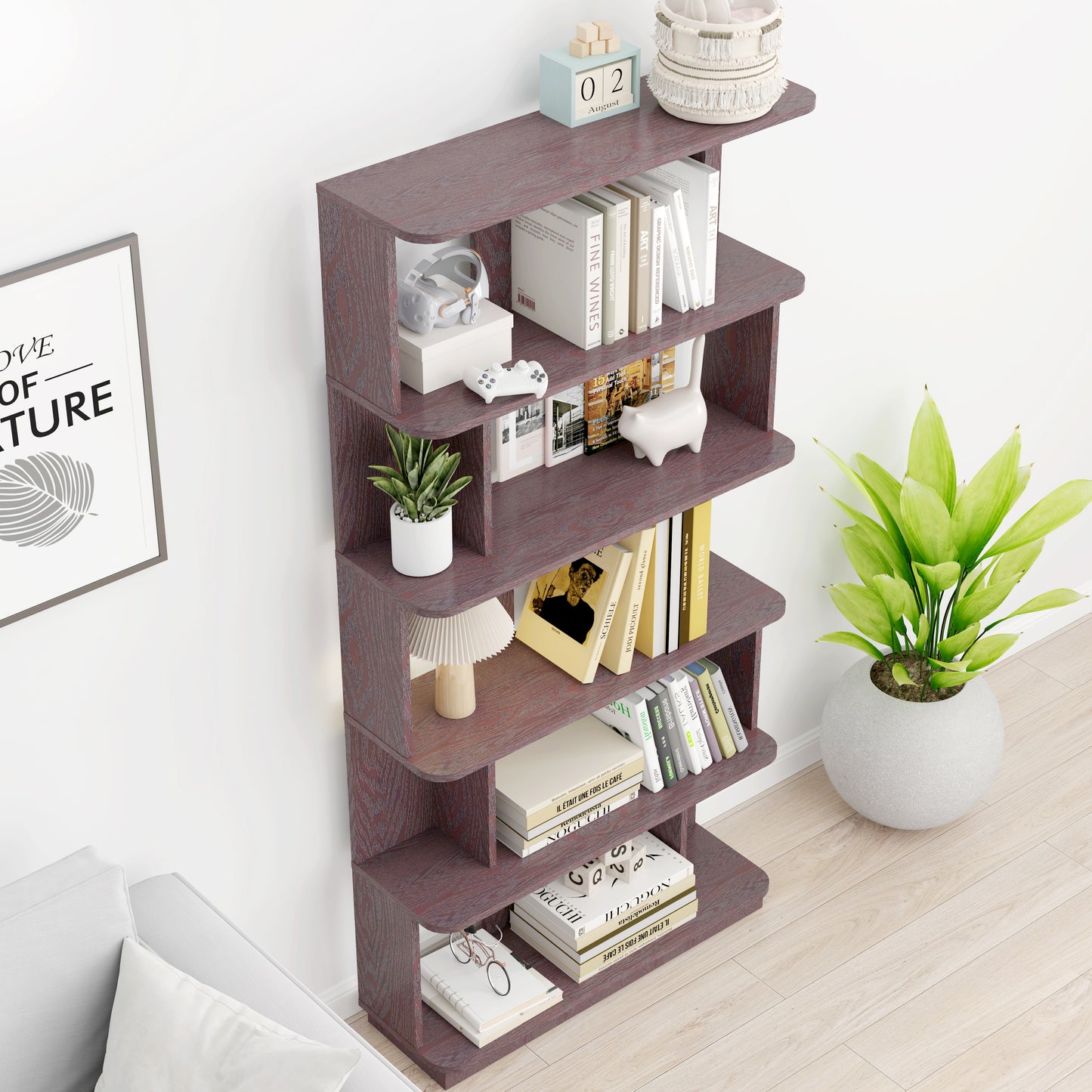 31.5L X 64.56 H Free Combination Bookshelf Modern 5-Tier Open Storage