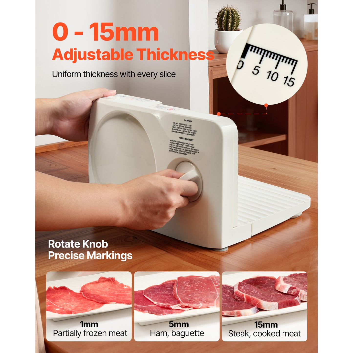 Electric Meat Slicer 6.7-inch Foldable Food Cutter for Frozen Meat & Deli Ham