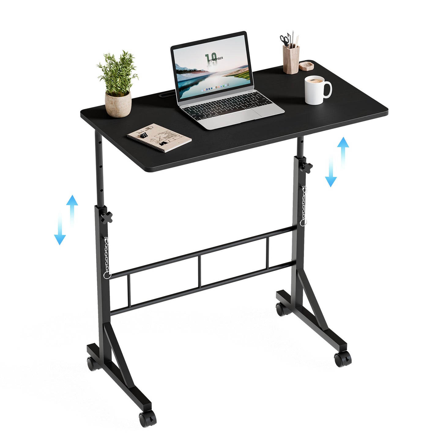 31.5-inch Adjustable Mobile Desk with Locking Wheels - Multiple Colors