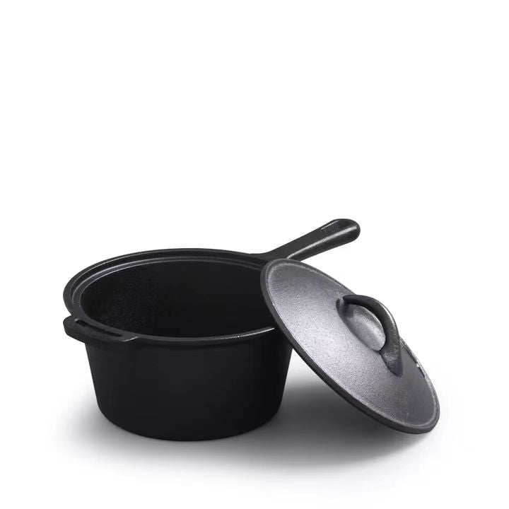 Cast Iron Baby Food Pot with Handle and Cover for Cooking Soup and Milk