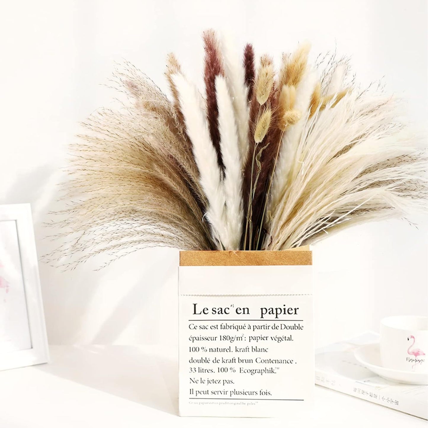 Dried Flower Bouquet - Preserved Grass Flower Arrangement for Home Decor