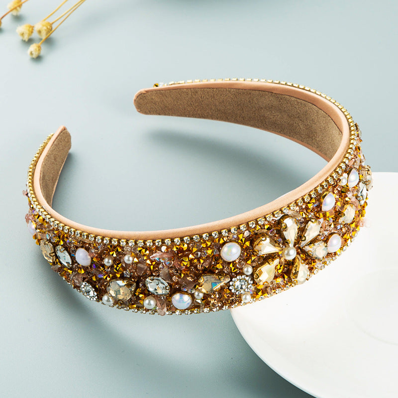 Diamond Resin Cloth Headband with Wide Brim
