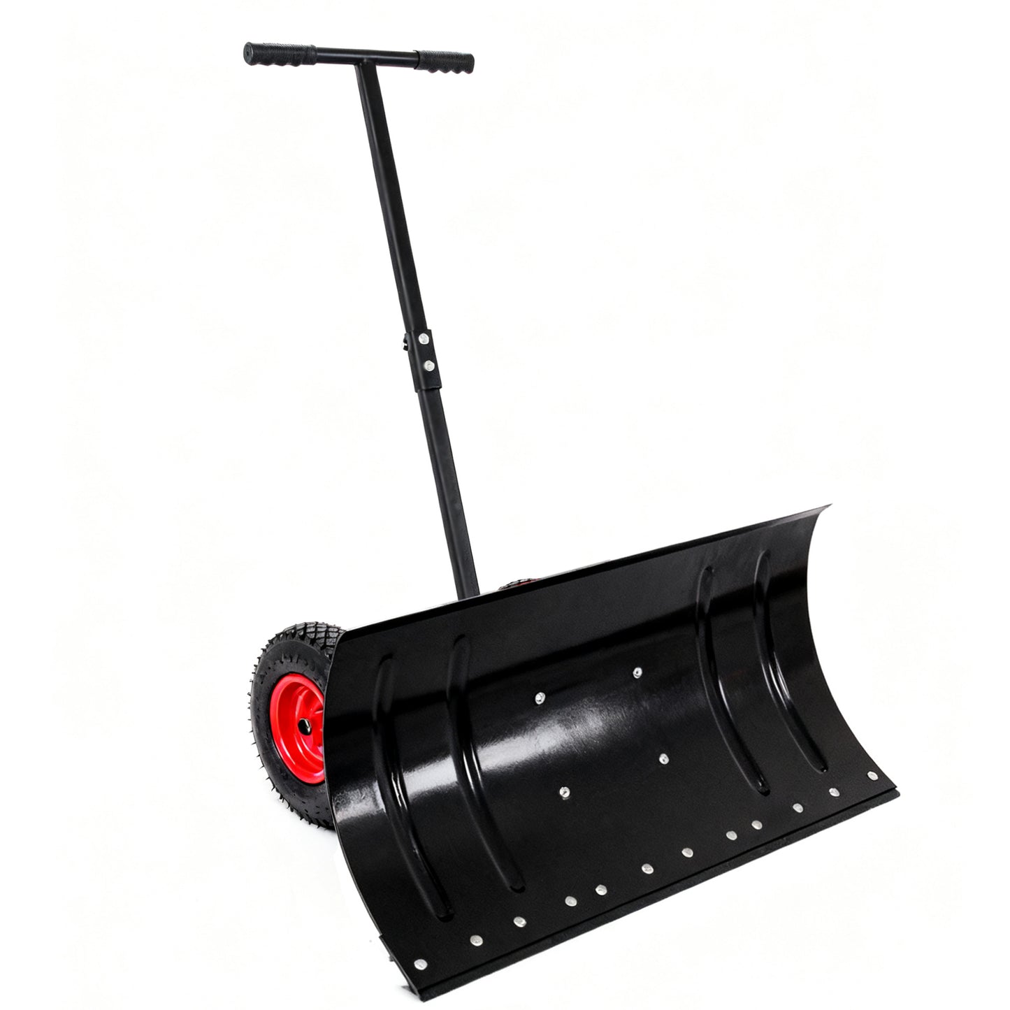 30-Inch Wide Metal Snow Plow with Adjustable Handle & Dual Wheel Options
