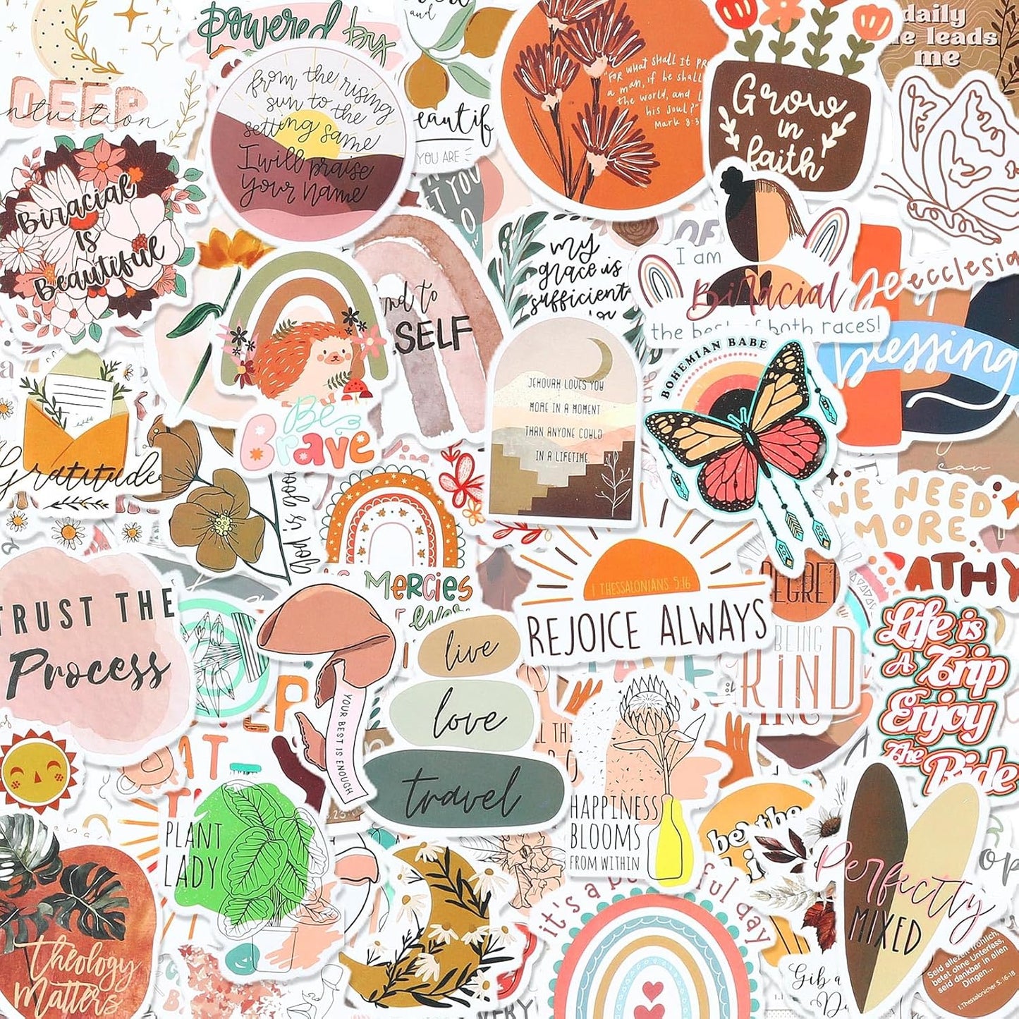 100 PCS Inspirational Bible Verse Stickers - Boho Christian Decor