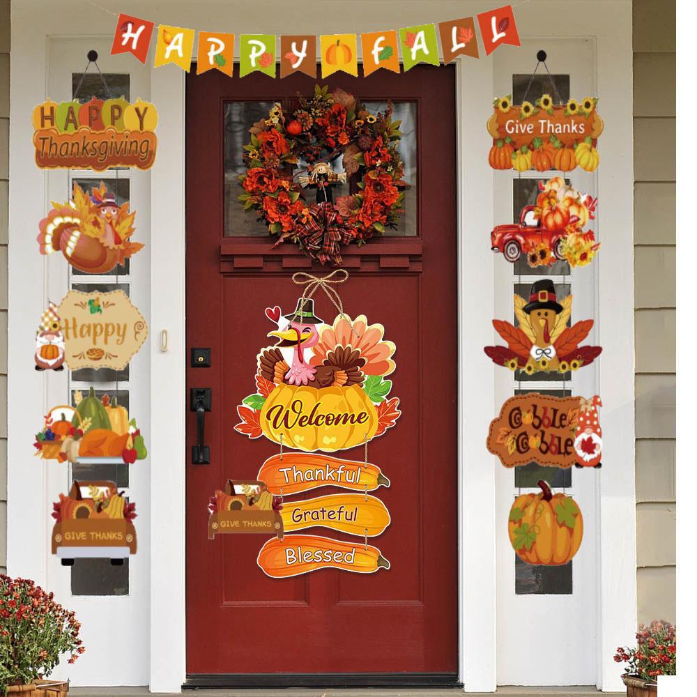 Thanksgiving Decoration Set - Autumn Harvest Flag & Hanging Flags for Party & Home