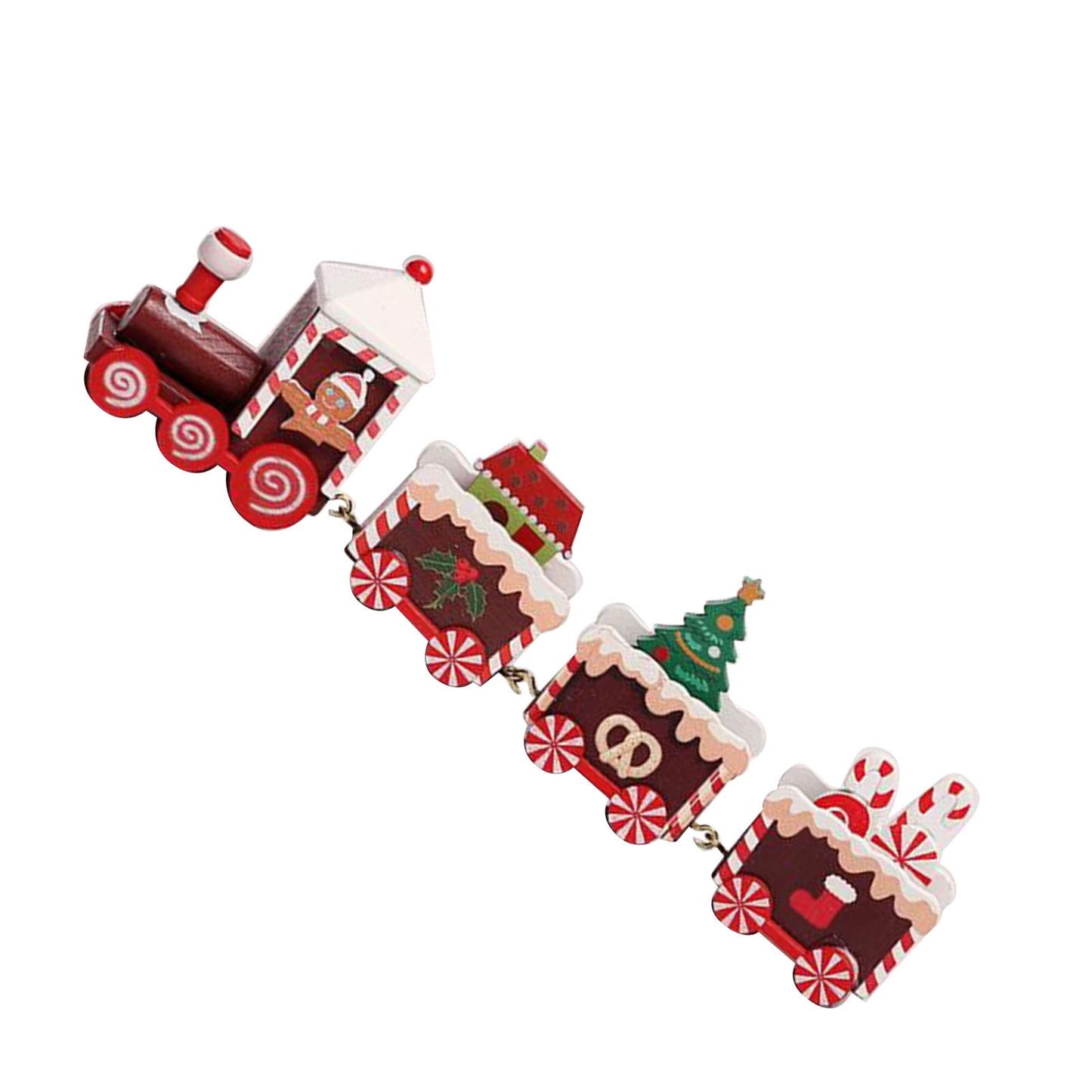 Festive Wooden Xmas Train Ornament for Holiday Decor