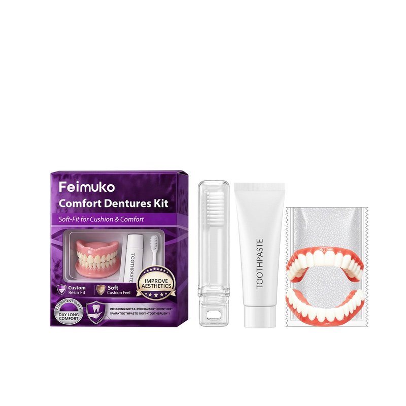 Dental Prosthesis Restoration Set with Gel Adhesive & Care Kit