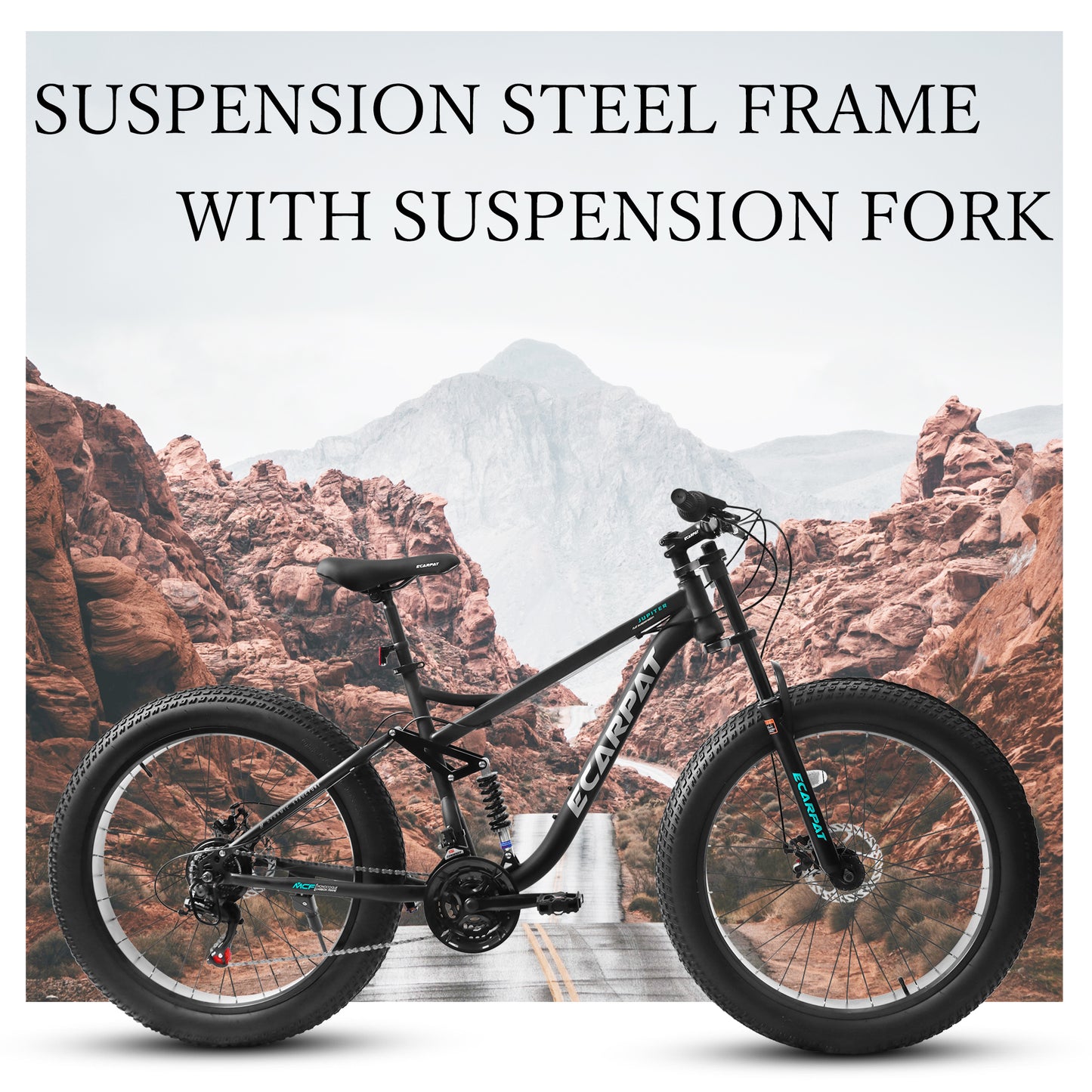 26 Inch Full-Suspension Mountain Bike with 21 Speeds - Black