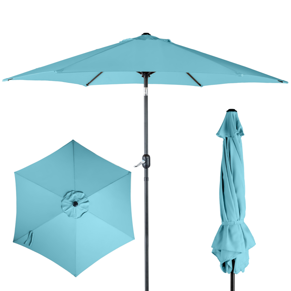 9ft Patio Umbrella - Sky Blue Outdoor Market Umbrella with Tilt & Crank