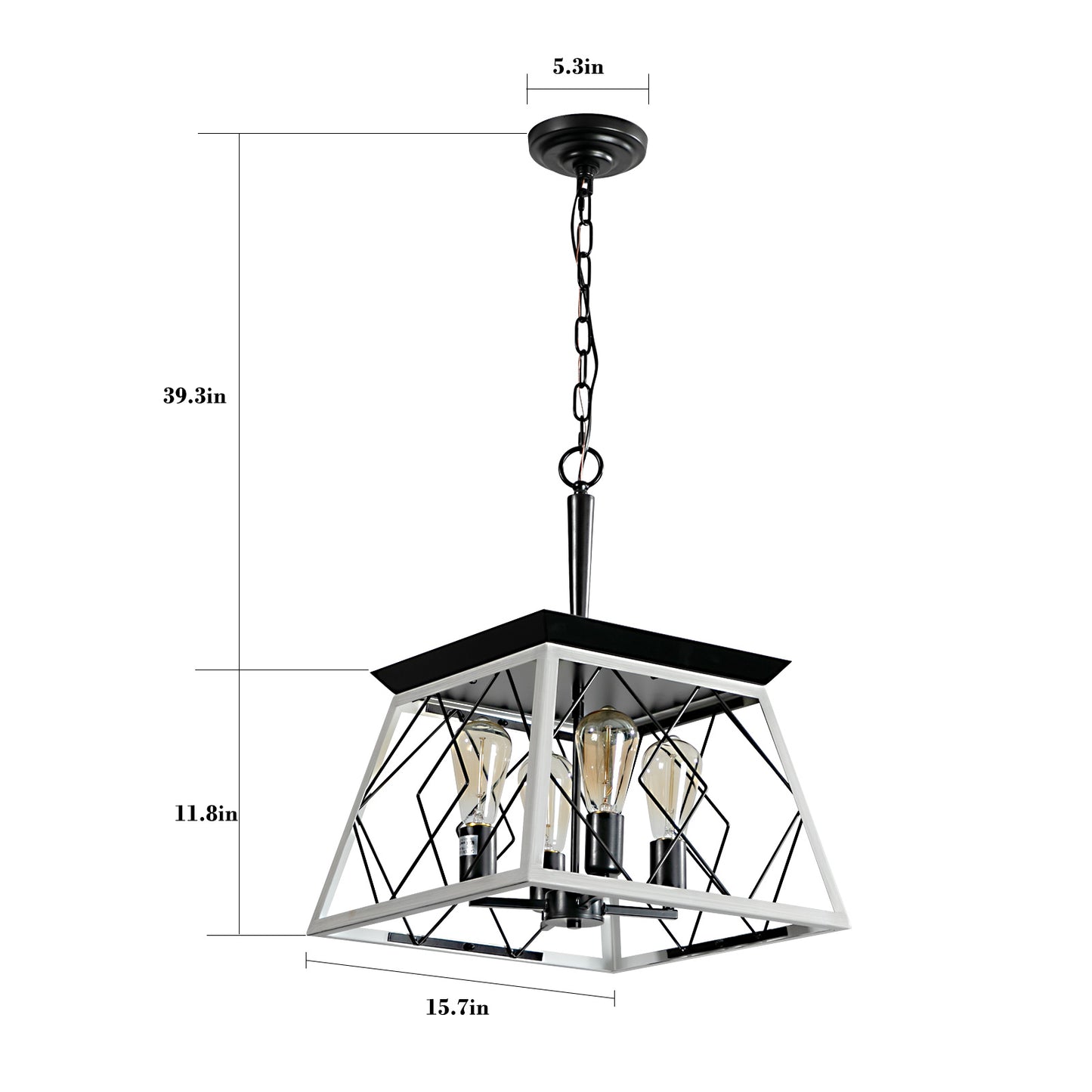 4-Light Farmhouse Chandelier - Rustic Metal Design for Dining Room