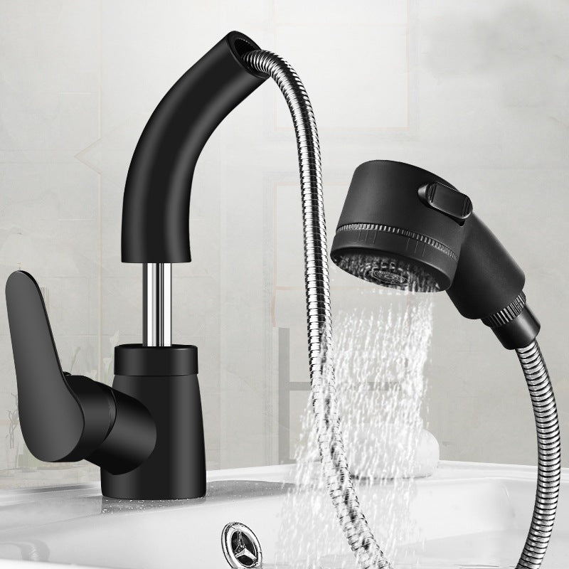 All-Copper Pull-Out Hot and Cold Face Wash Faucet - Chrome & Black Options