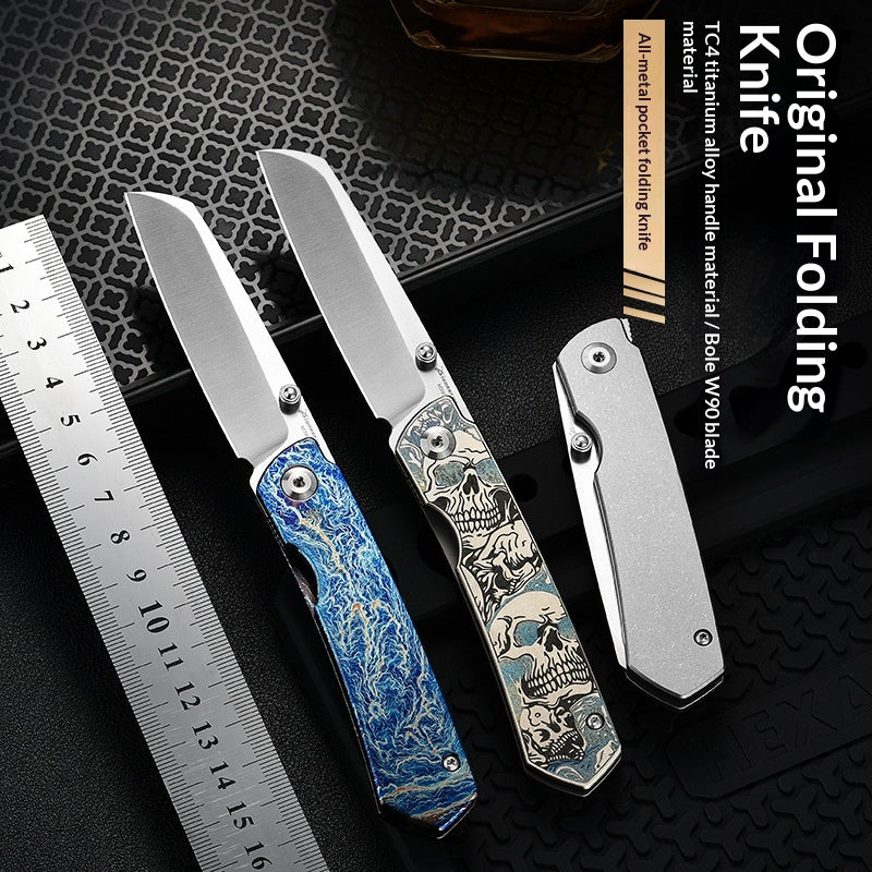 Multi-functional Folding Survival Knife with Titanium Alloy Blade - High Hardness, Portable, Outdoor Use
