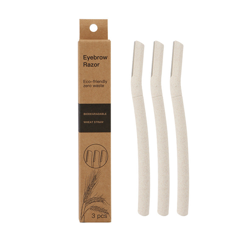 Eco-Friendly Wheat Straw Eyebrow Trimming Knife 3 Pack - Natural Makeup Tools