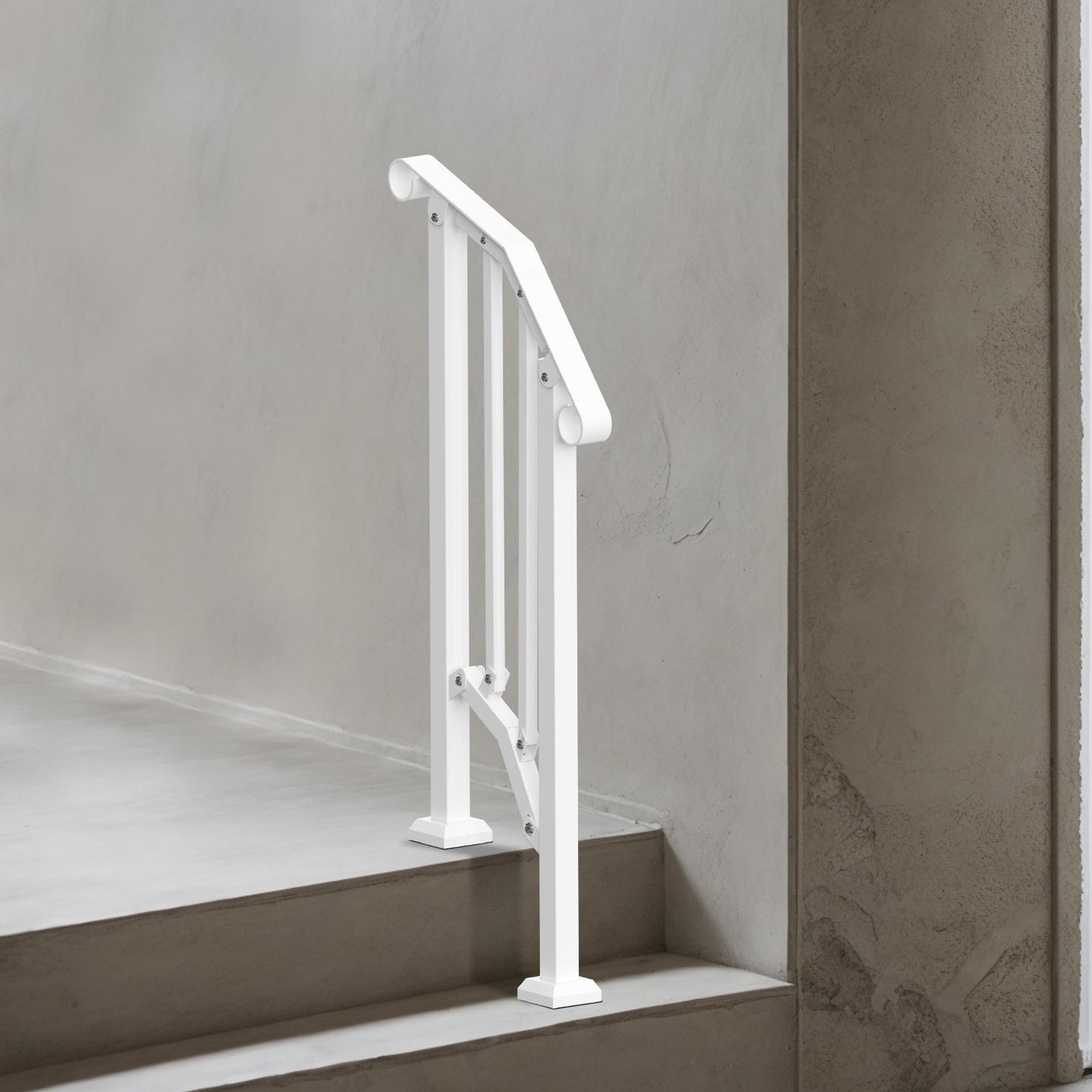 Outdoor Handrail for 1-2 Step Porch & Deck Safety - White