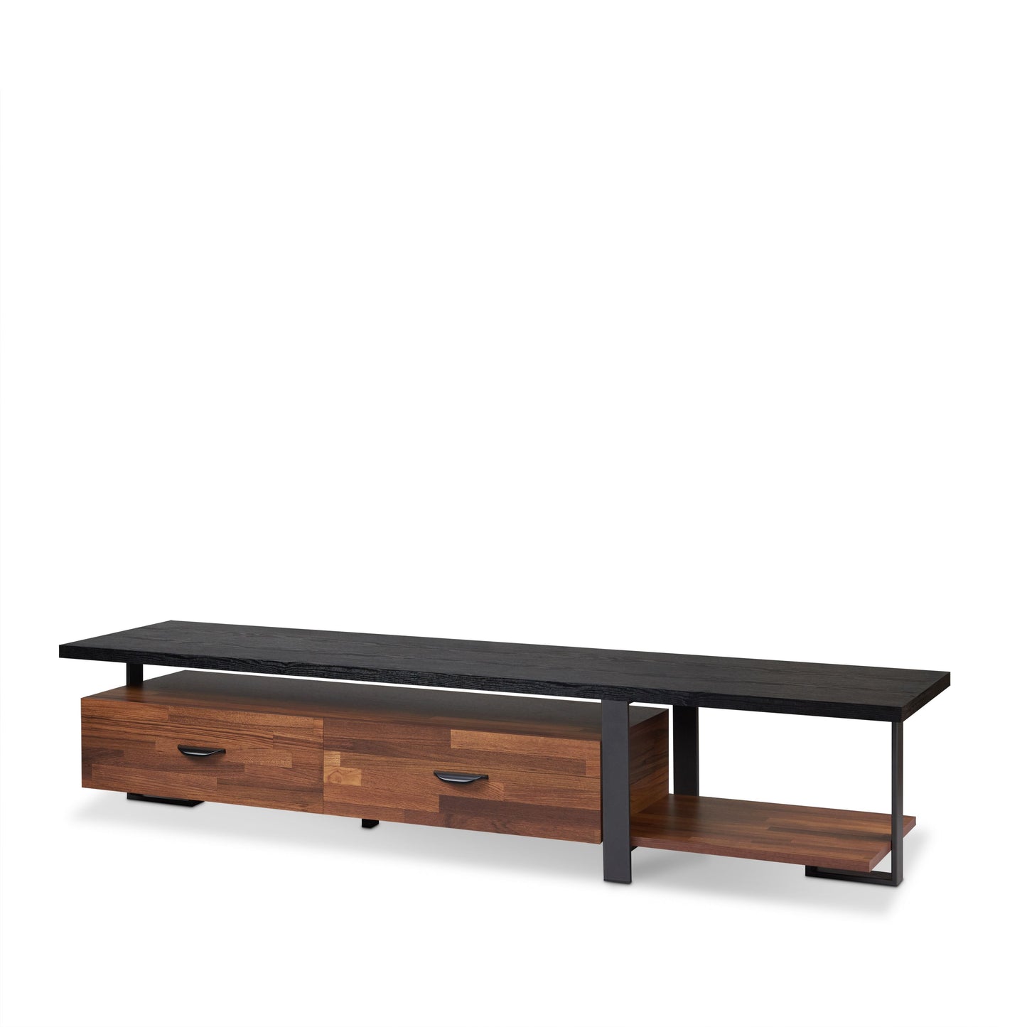Walnut & Black Finish TV Stand for 55" Flat Screen TVs