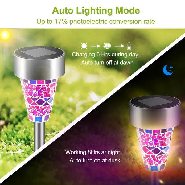 6-Pack Outdoor Solar Garden Pathway Lights IP44 Water-Resistant Landscape Lighting