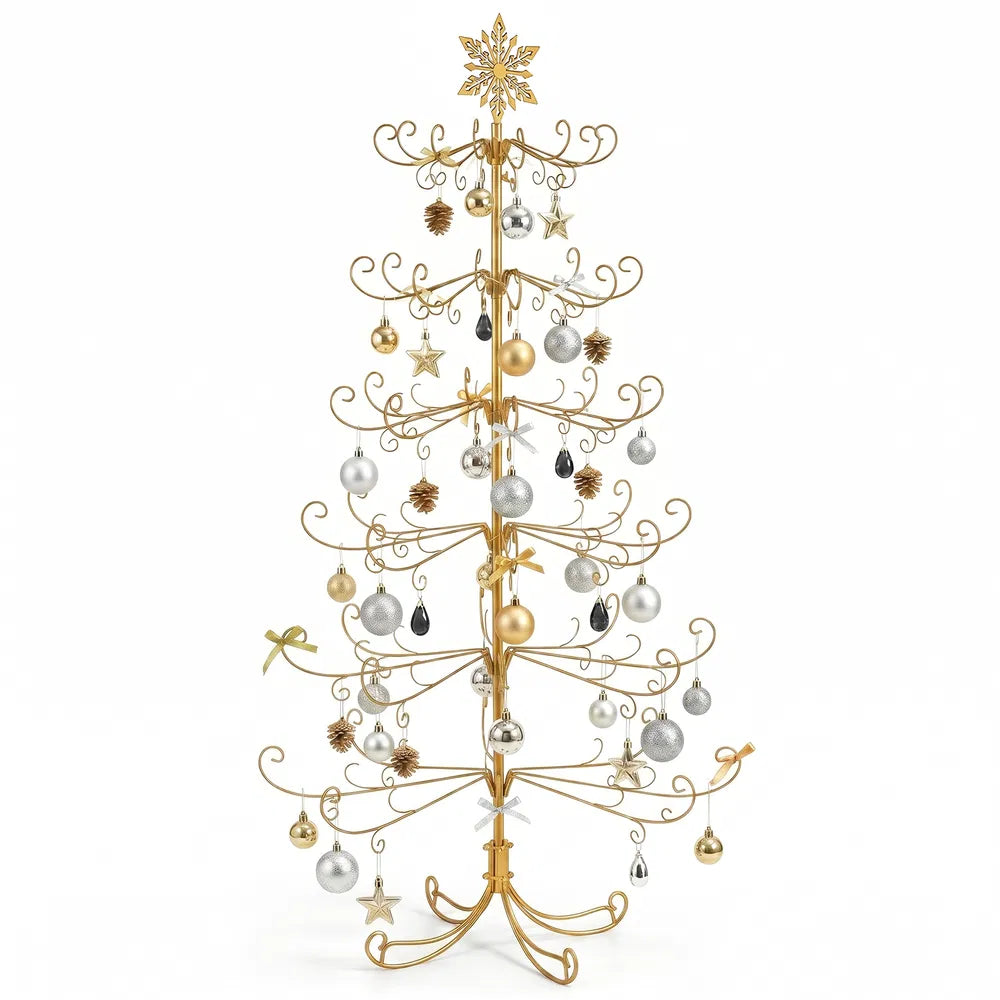 6ft Gold Iron Christmas Tree with Snowflake Topper - PVC