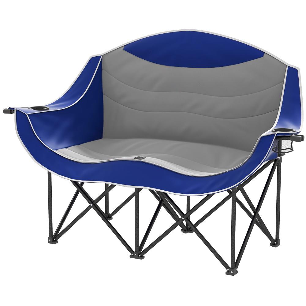Padded Folding Camp Chair for Adults with Cup Holders - Blue