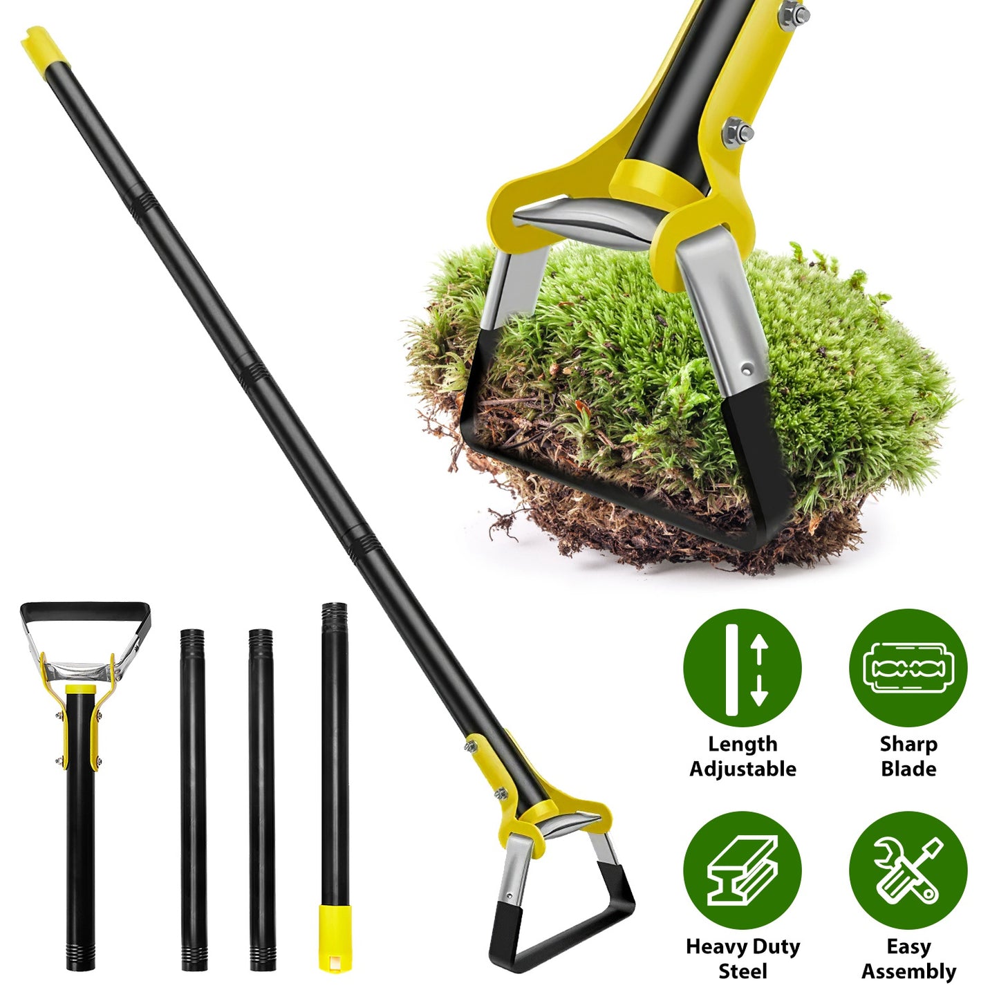 Adjustable Garden Hoe Handheld Stirrup Weeding Cultivator with Extendable Length