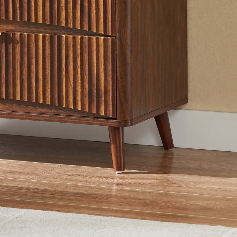 Mid-Century Modern 3-Drawer Dresser - Fluted Walnut Chest