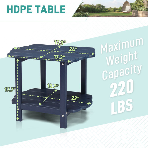 2-Tier Outdoor Side Table, HDPE Adirondack Table Patio Weather