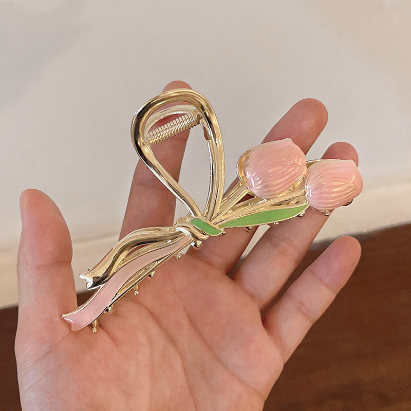 Elegant Tulip Metal Hair Grip Set - Women’s Hair Accessories, Multiple Colors