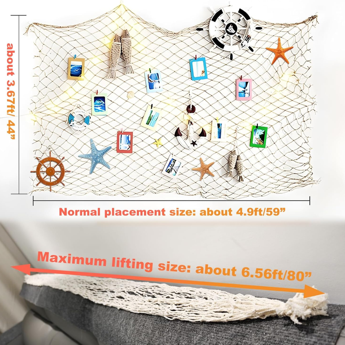 Natural Cotton Fish Net Decorations - 2 Pack Table Runner