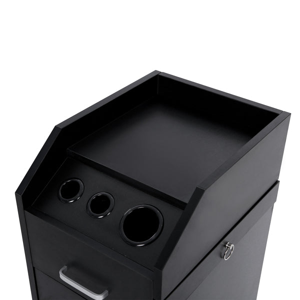 Black Hair Salon Tool Cart with 4 Drawers and Side Tray - Durable ABS & Particleboard