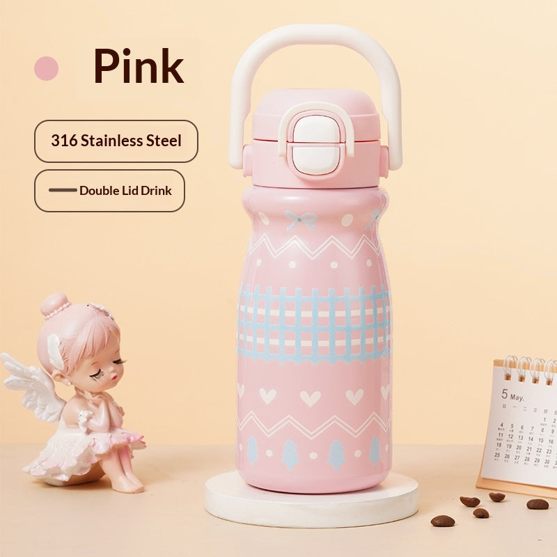 Insulated Stainless Steel Travel Cup with Straw and Locking Lid - Large Capacity
