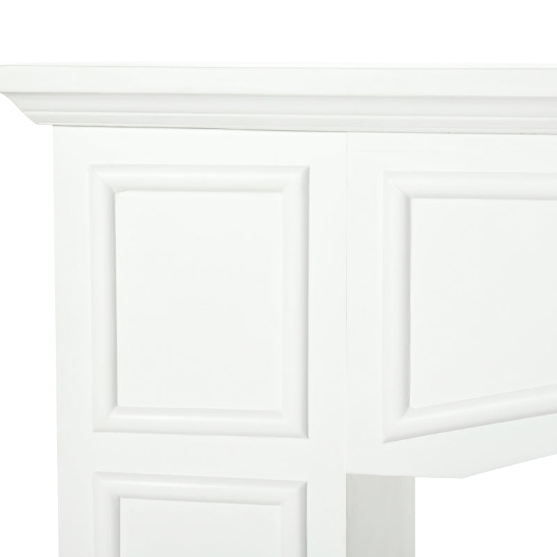 Modern White Fireplace Mantel with Decorative Pattern - MDF