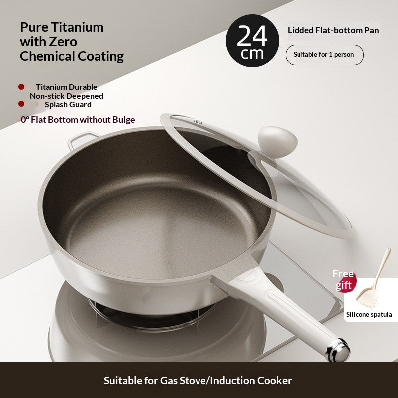 Nonstick Frying Pan for Electric and Gas Stoves — 24cm, Lidded & Lidded Models, Includes Silicone Spatula