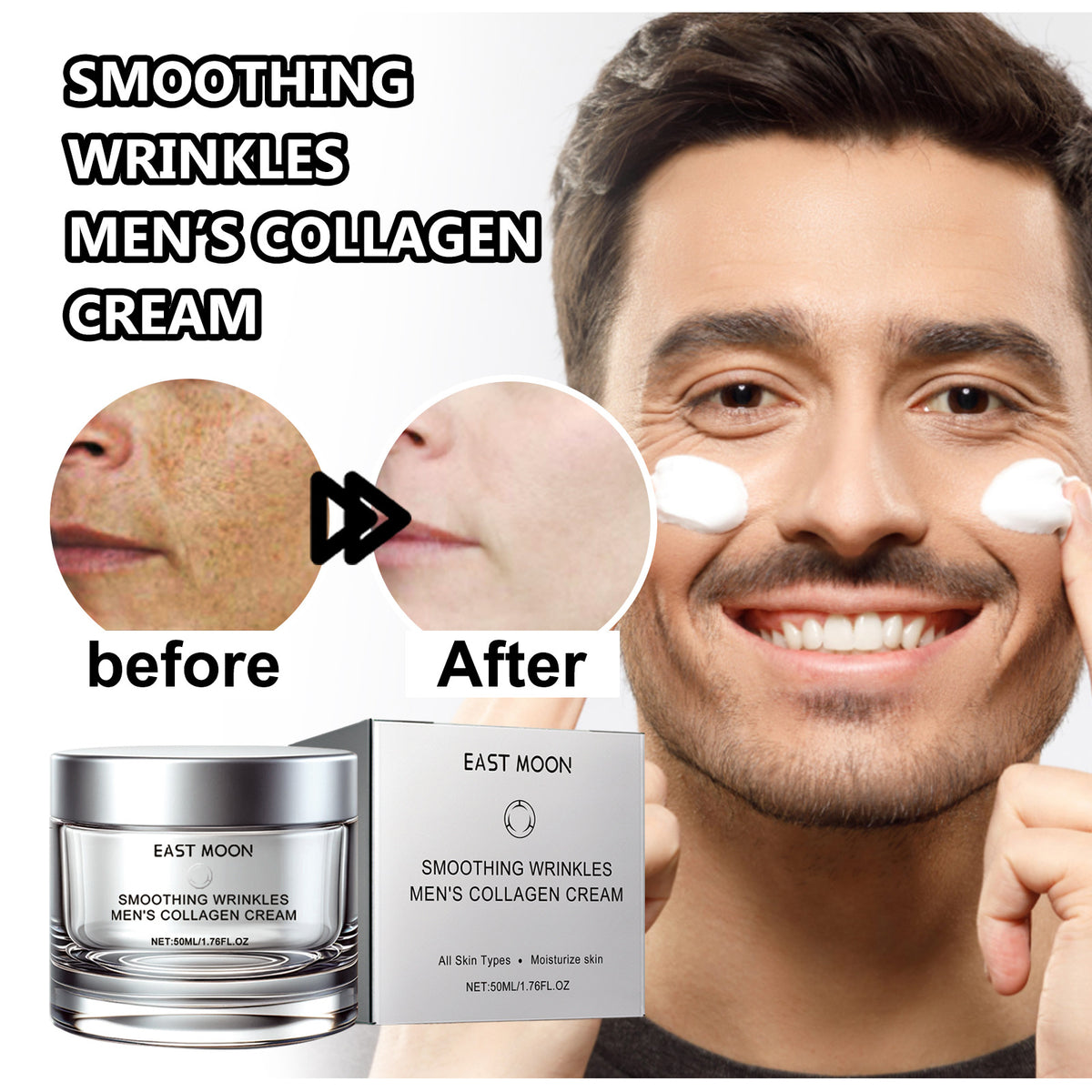 Men's Collagen Egg White Icing Fading Wrinkle Hydrating Facial Cream 50ml
