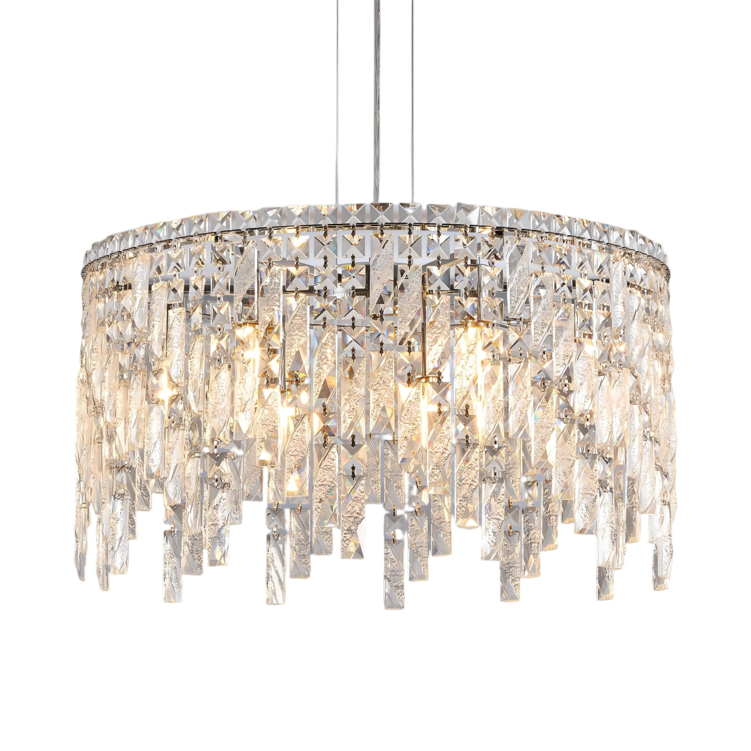 Elegant Round Crystal Chandelier - 23.6 Inch Pendant Light Fixture