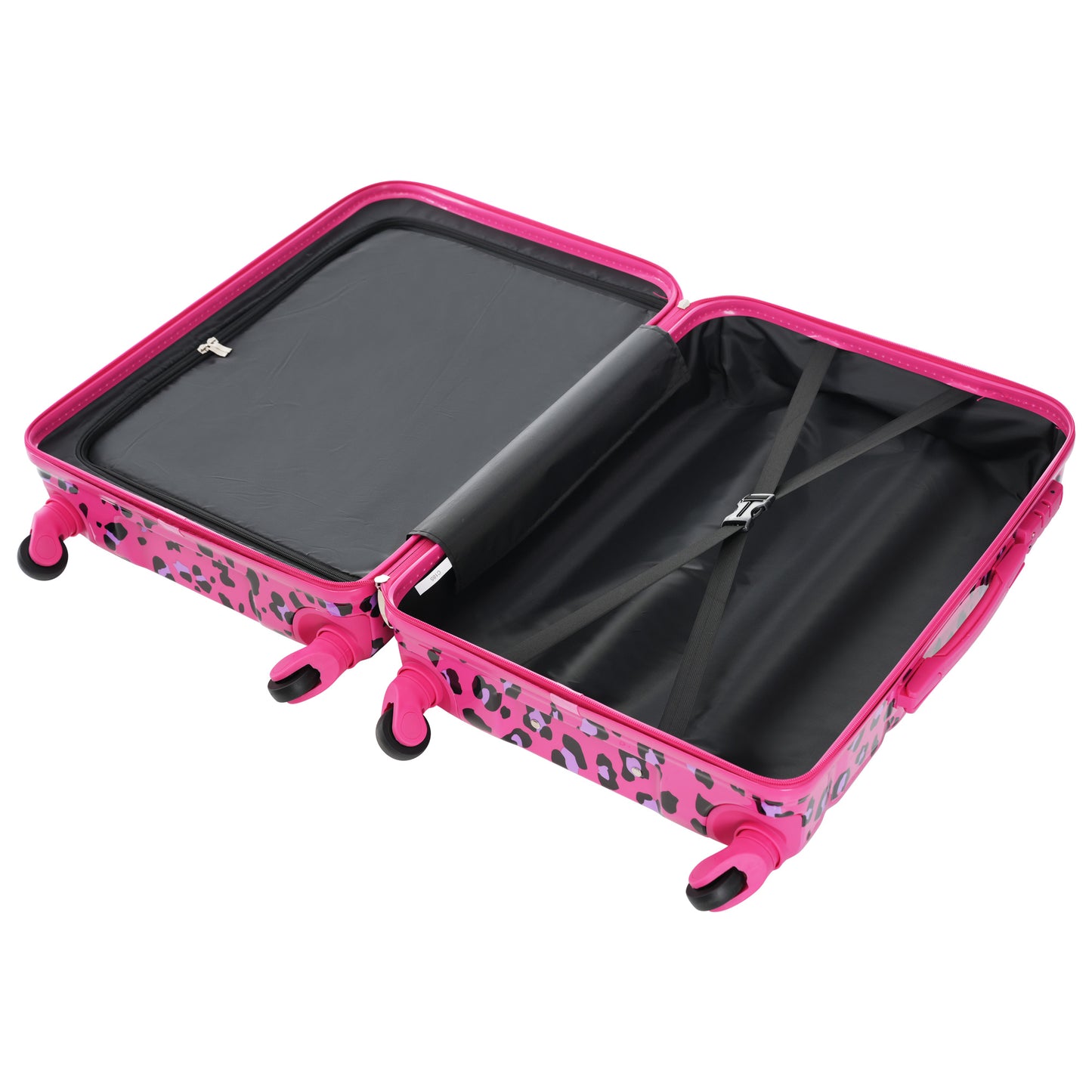 20-Inch Carry-On Luggage Set with USB Port - Fuchsia Leopard Print