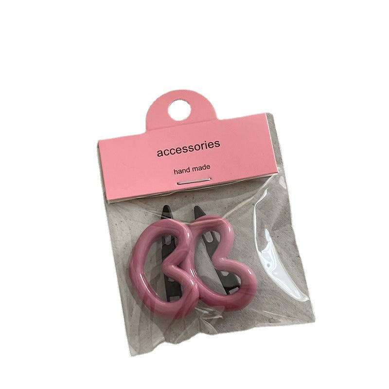 Girl's Love Heart Side Bang Hair Clip Set - Colorful Plastic Hairpins for Women