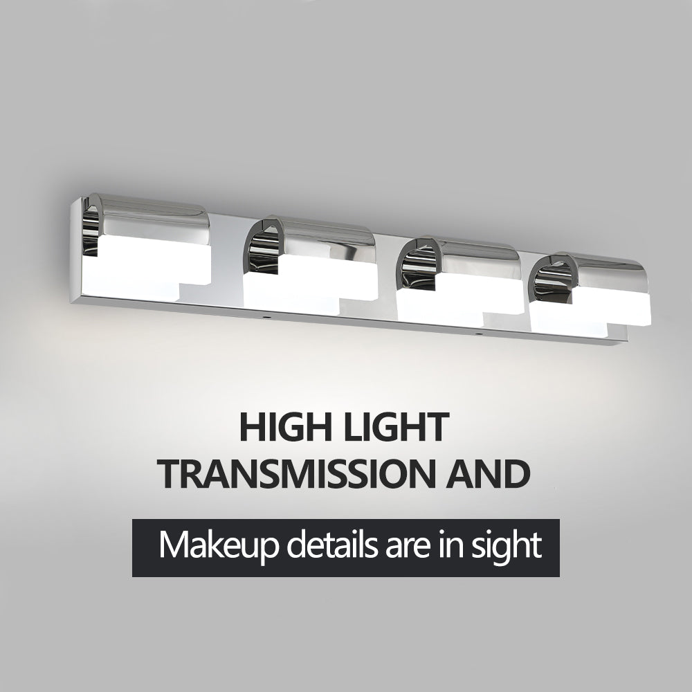 4-Light Modern Bathroom Vanity Lighting - LED Wall Fixture