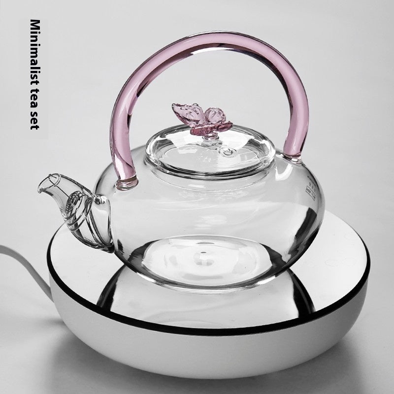 Colorful Butterfly Glass Teapot 650ML Modern Home Kitchen Drinkware