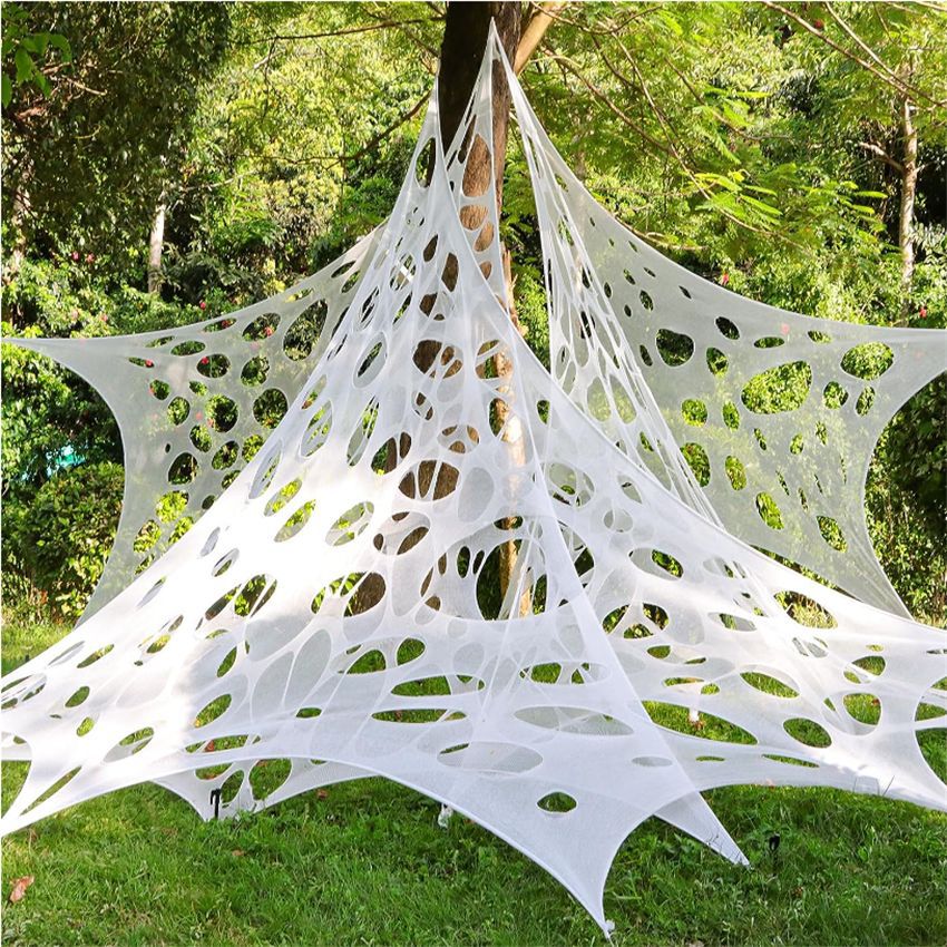 Elastic Mesh Spider Web Halloween Decoration Mesh Support 4 Sizes