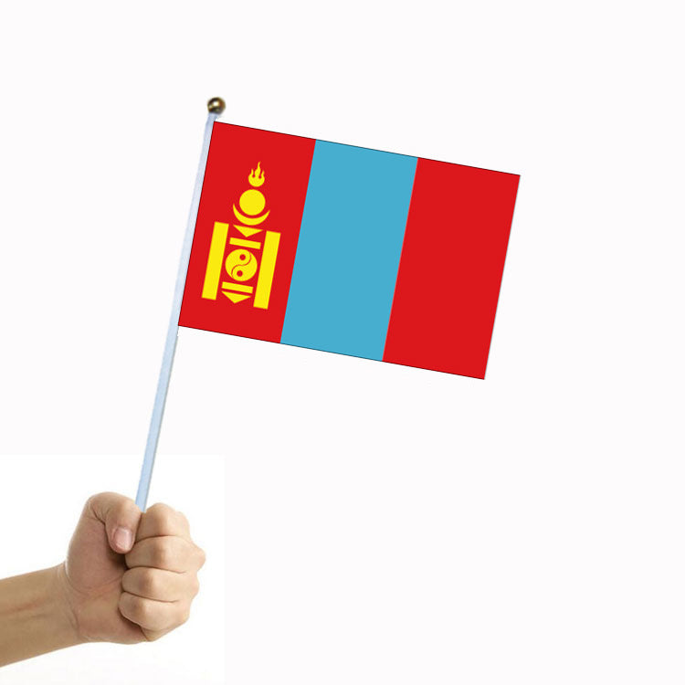 Mongolian Hand Signal Flag Polyester Double-Sided Flag with Pole - 14x21cm