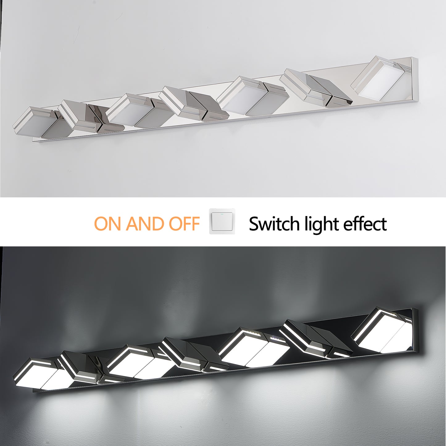 Modern Chrome LED Vanity Light - 7-Light Wall Sconce for Bathroom