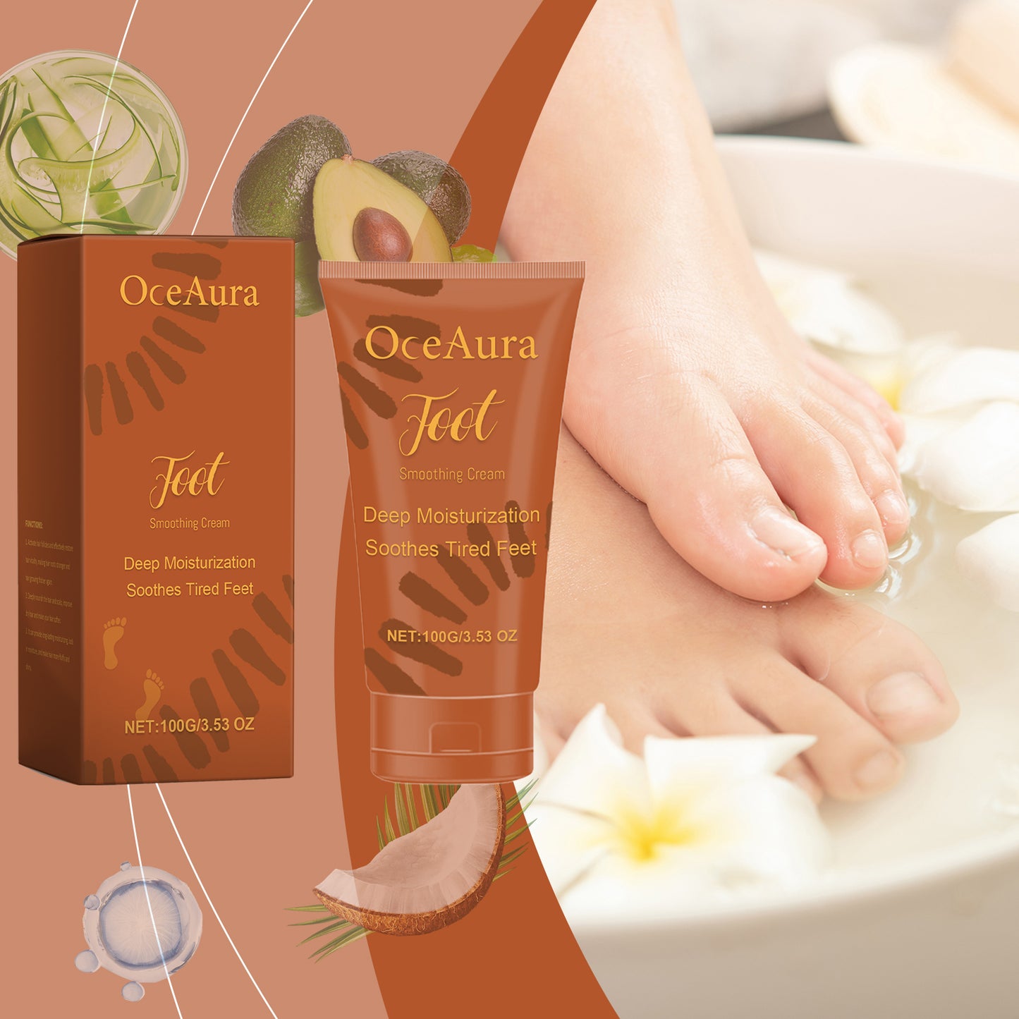 Foot Moisturizing Cream with Coconut & Avocado Oil for Dry Chapped Skin