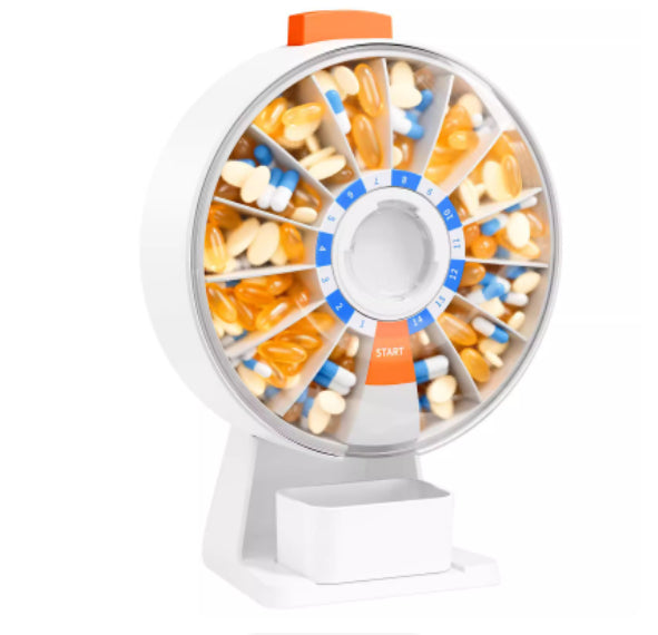 Wall-Mounted Weekly Pill Dispenser Auto Storage Box with Compartments