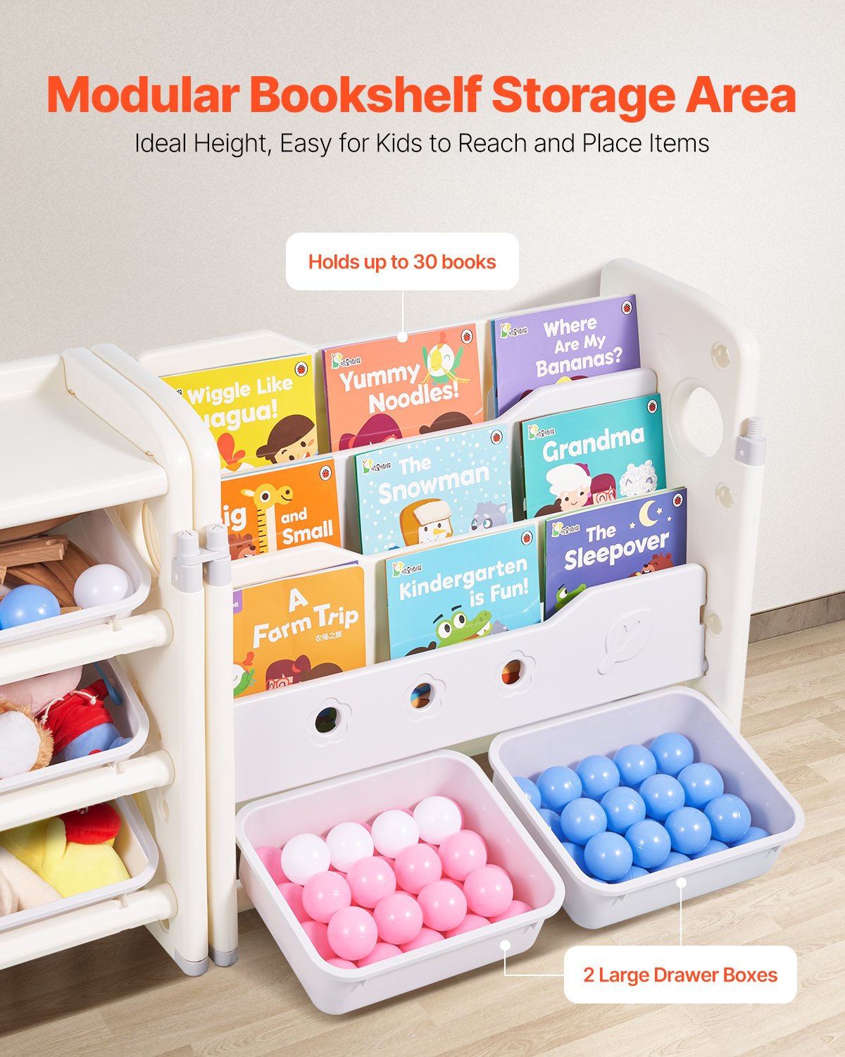 Kids Toy Storage Organizer with Bookshelf & 10 Bins - Multi-Functional Playroom Cabinet