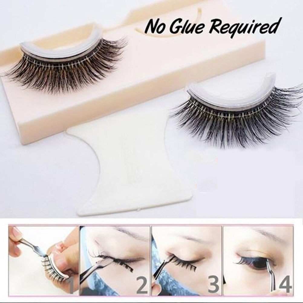 Self-Adhesive Reusable 3D False Eyelashes - Natural Curly Fiber Lashes